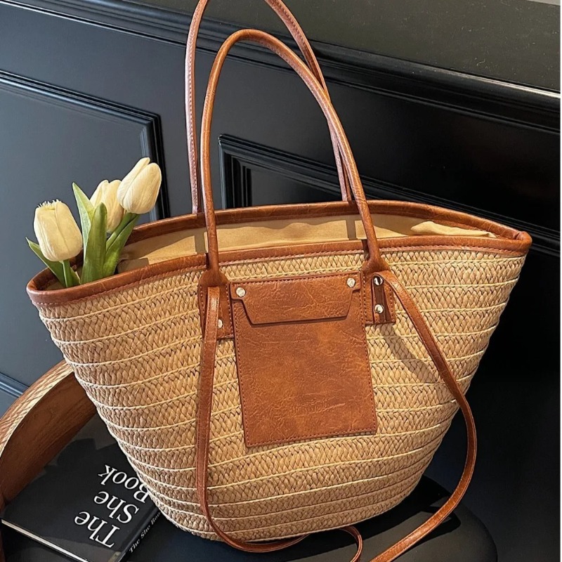 손으로 짠 라피아 원형 라탄 소재의 빈티지 스타일 보헤 - Interior Design Style 리뷰 및 가격