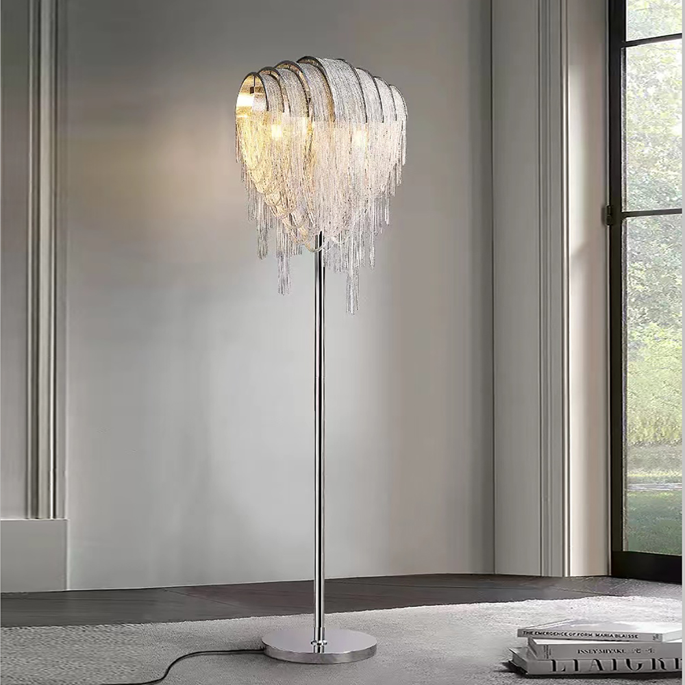 크리에이티브 포스트 모던 태슬 알루미늄 체인 플로어 램 - Interior Design Remote 리뷰 및 가격