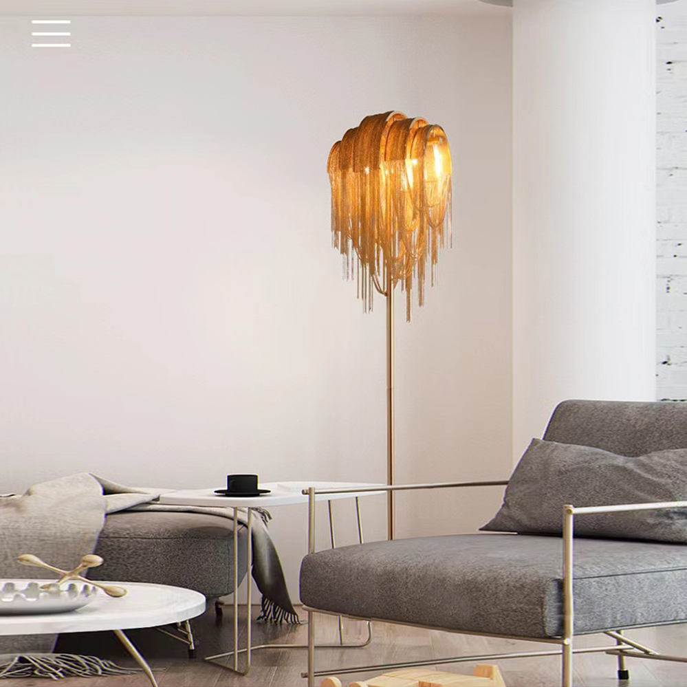 크리에이티브 포스트 모던 태슬 알루미늄 체인 플로어 램 - Interior Design Remote 리뷰 및 가격