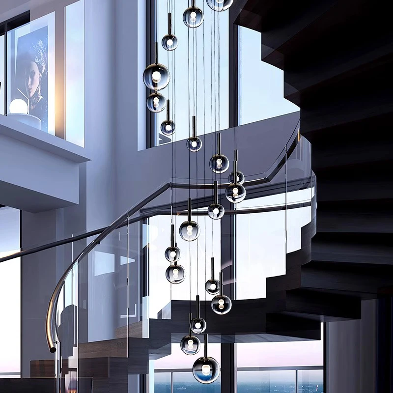 미니멀리즘 디자인 블랙 탁구 유리 샹들리에 광택 하드웨 - Interior Design Remote 리뷰 및 가격